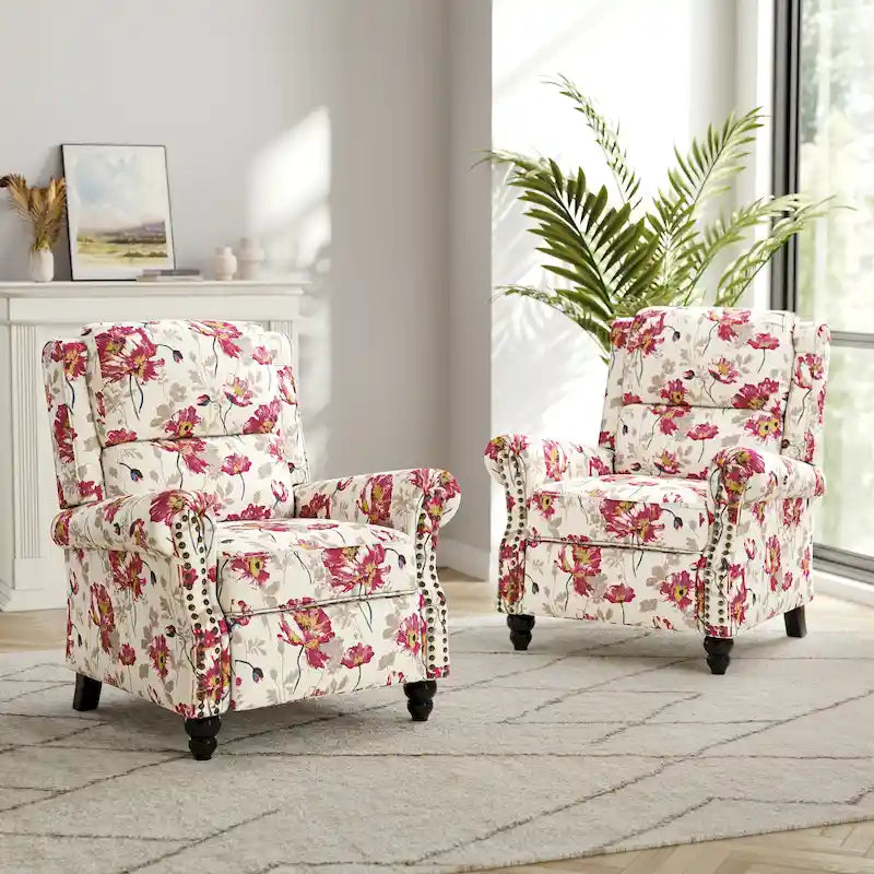 Fauteuil inclinable à dossier rembourré avec clous décoratifs (lot de 2)
