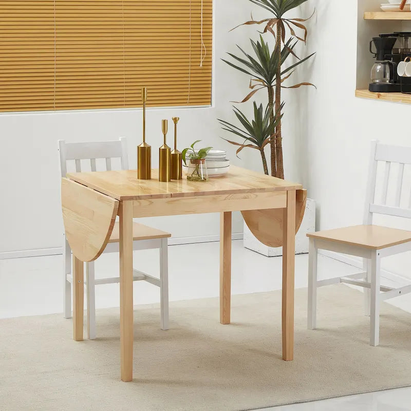HOMCOM Table de cuisine en bois massif 55 po, Tables à abattants pour petits espaces, Table de salle à manger pliante
