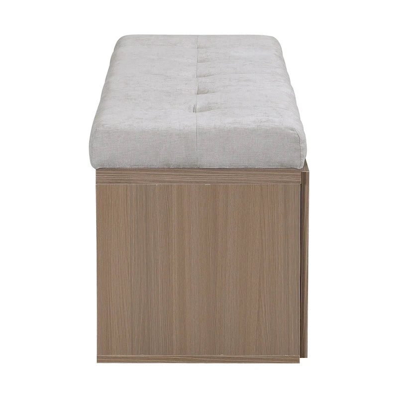Banc de rangement pour chaussures, meuble à chaussures avec assise rembourrée et deux portes pour entrée