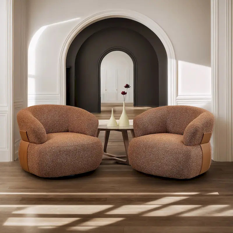 Fauteuil moderne Kieon 33W 360 pivotant en forme de tonneau - Lot de 2