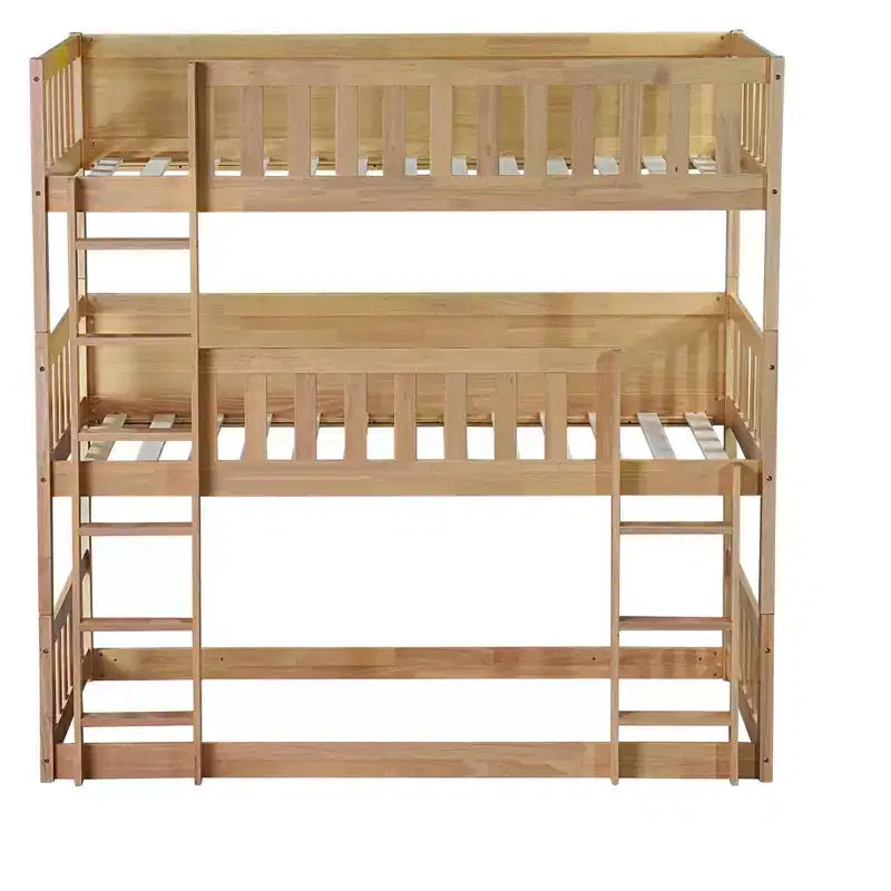 Lit superposé triple pour enfants, lit superposé trois places détachable avec échelle et barrière de sécurité, se sépare en 3 lits