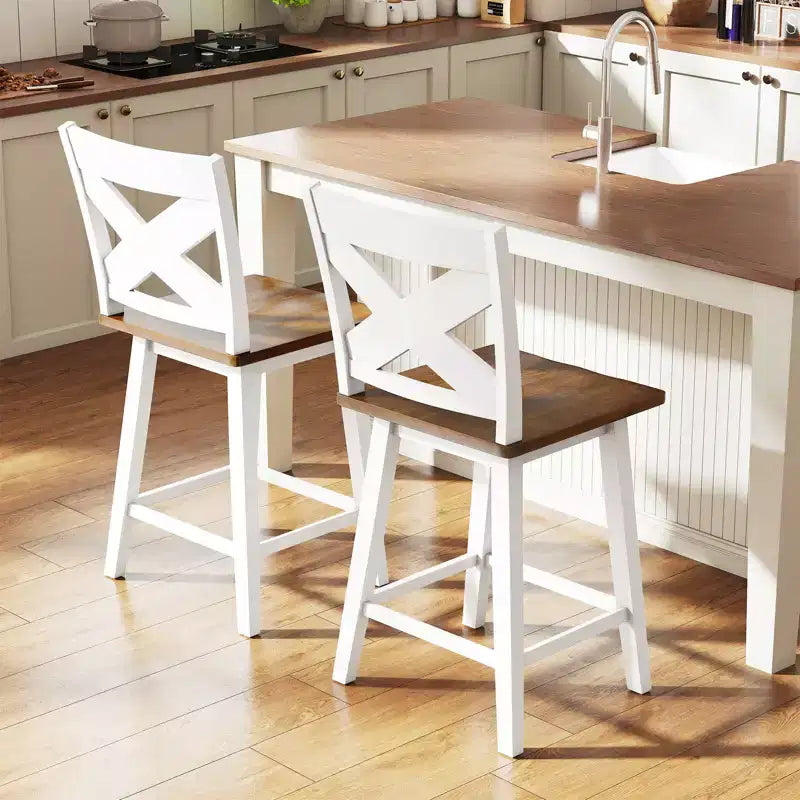 Lot de 4 tabourets de bar pivotants Costway 24" avec dossier, large assise et repose-pieds pour îlot de cuisine