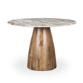Table à manger ronde Allyson marron moyen avec piédestal en marbre rose - 42.0L x 42.0P x 30.0H