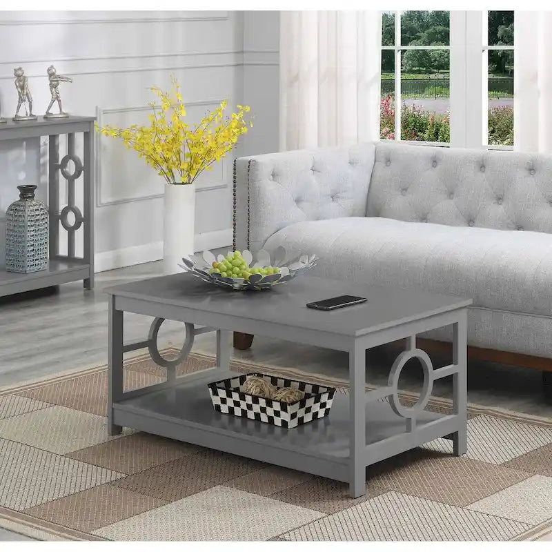 Table basse circulaire avec étagère