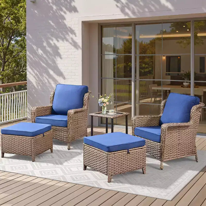 GDFStudio Halston Salon de jardin en osier avec coussins et table d'appoint