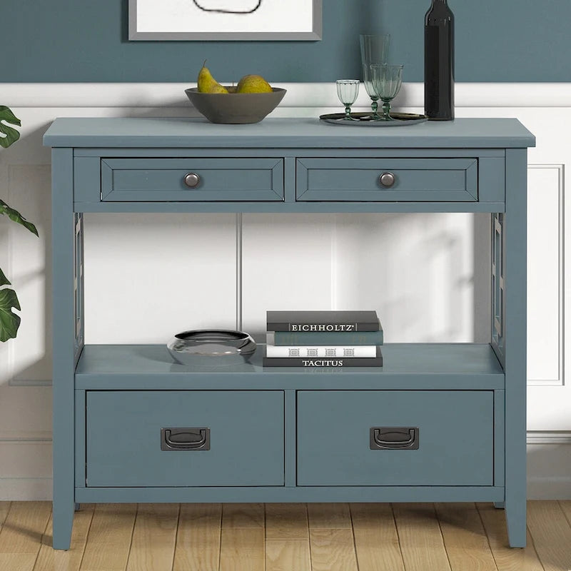 Console avec 4 tiroirs et une étagère de rangement