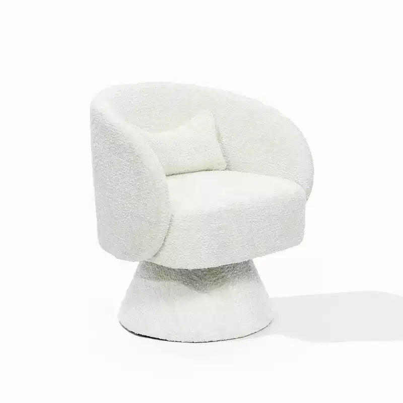 Fauteuil club pivotant rembourré crème avec piètement en bois crème, blanc cassé