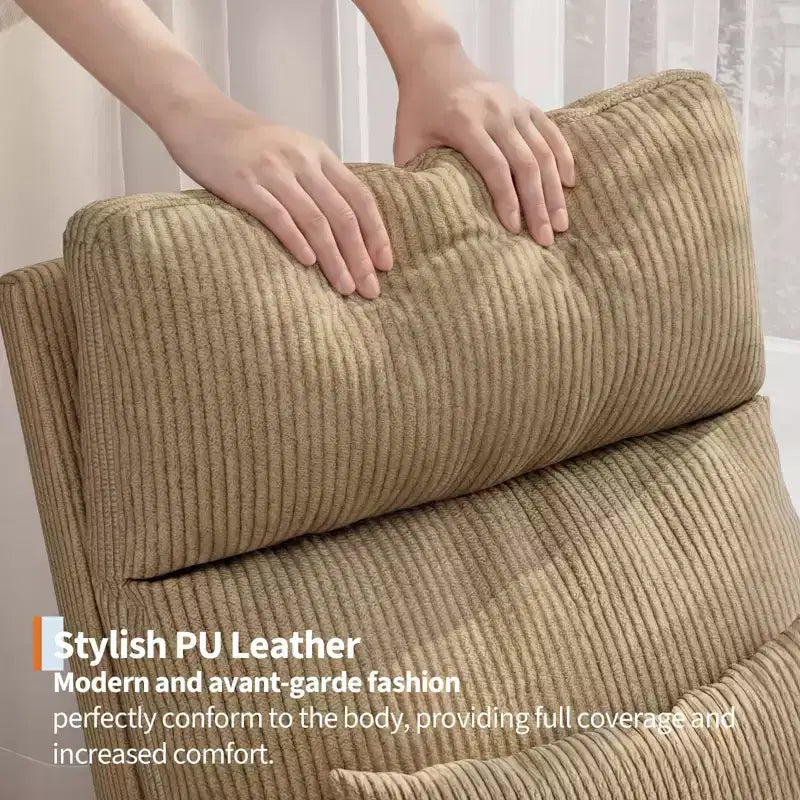 Fauteuil à bascule moderne avec oreiller et poches latérales, pour salon, chambre à coucher