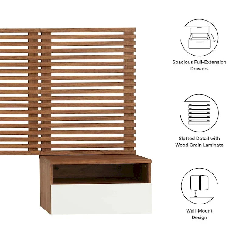 Rendu d'une tête de lit King murale et de tables de nuit modernes