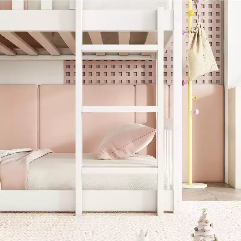 Lit superposé triple pour enfants, lit superposé trois places détachable avec échelle et barrière de sécurité, se sépare en 3 lits