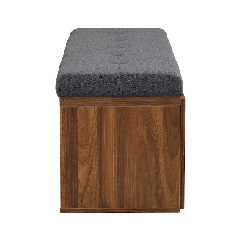 Banc de rangement pour chaussures, meuble à chaussures avec assise rembourrée et deux portes pour entrée