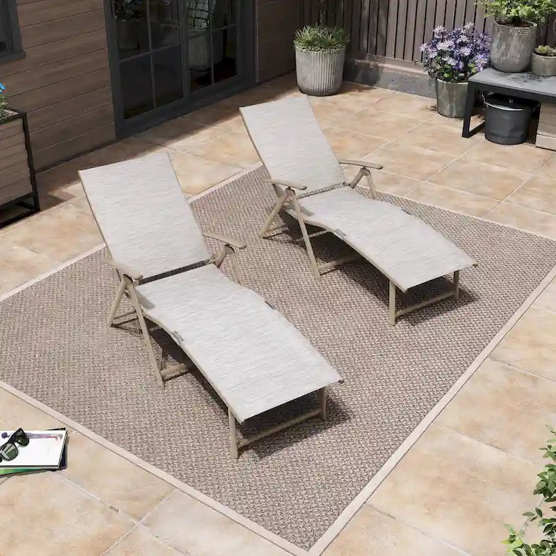 Pellebant Lot de 2 chaises longues de patio réglables en aluminium – N/A